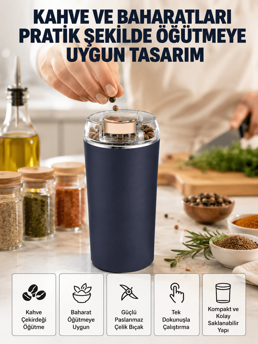 Yeni Nesil Kahve ve Baharat Öğütücü Paslanmaz Çelik Kahve Değirmeni