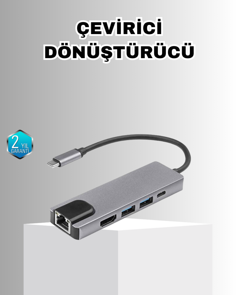 Alüminyum Kasalı MacBook USB-C Hub – 4K HDMI, USB 3.0, SD/TF Kart Girişi, PD Şarj Desteği