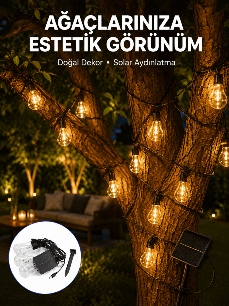 Solar Dekoratif LED Ampul Işık Bahçe Çit Balkon ve Veranda Süsleme Aydınlatması