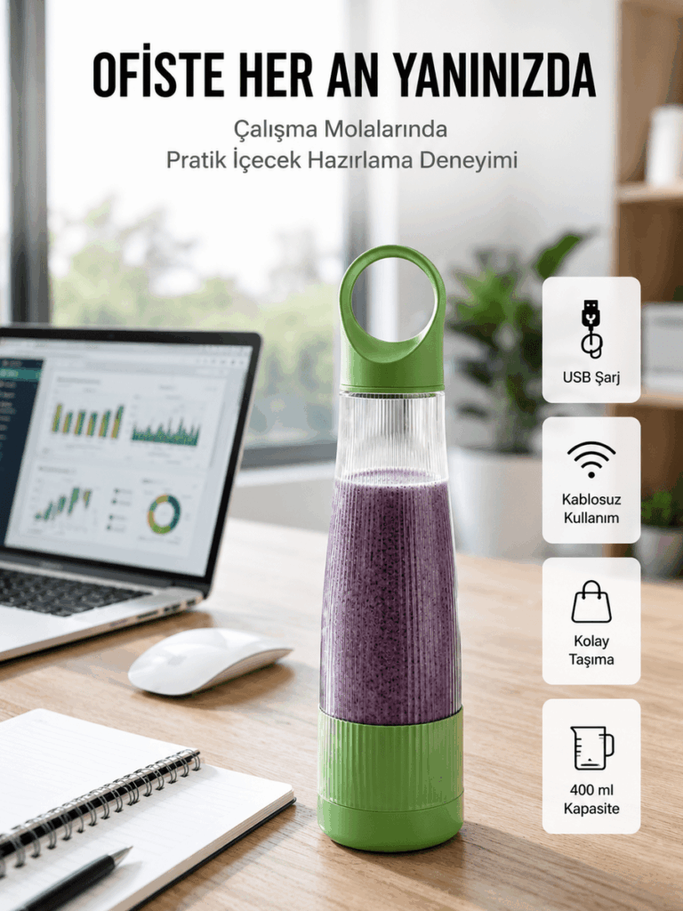 Sağlıklı İçecekler İçin Kompakt USB Şarjlı Blender