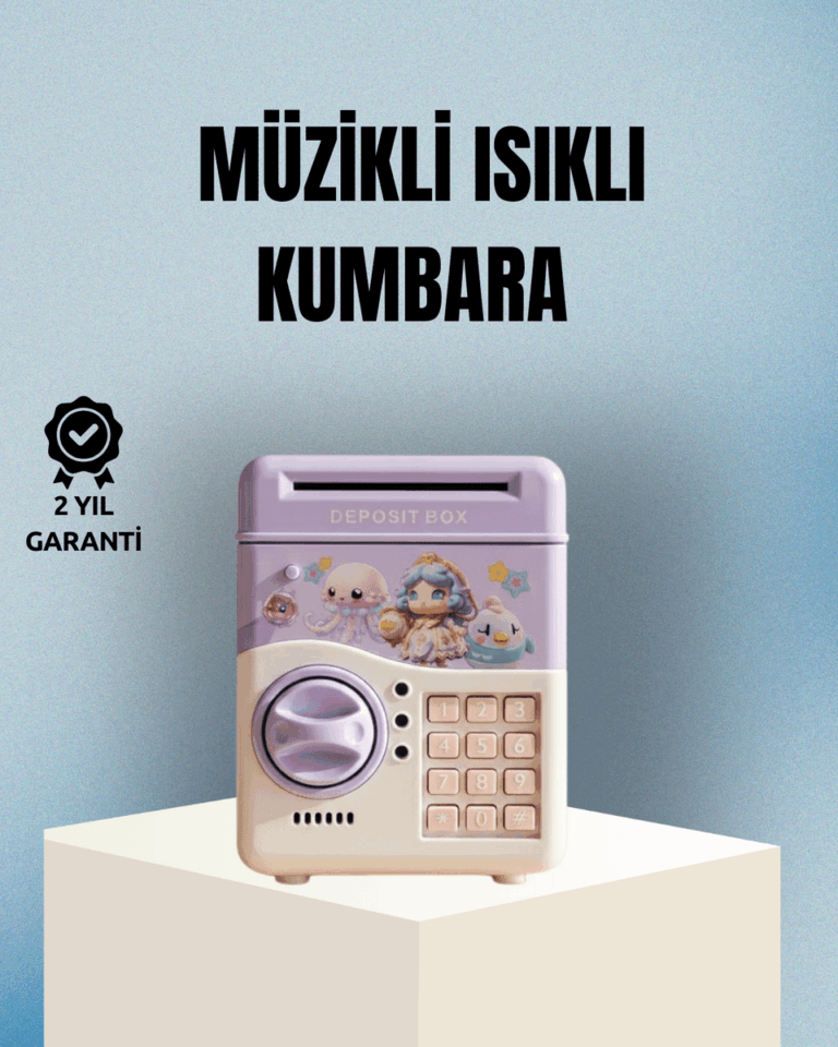 Işıklı Sesli Şifreli Otomatik Para Çeken Kumbara Mor