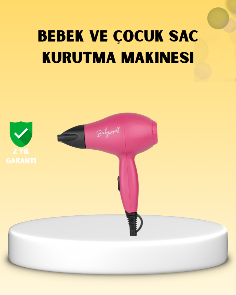 Çocuklara Özel Mini Fön Makinesi – 500/1000W Güç – Düşük Gürültü