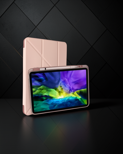 Apple İpad Pro 11 (2021) Kılıf Kalemlikli Hugo Tablet Kılıfı - Rose Gold