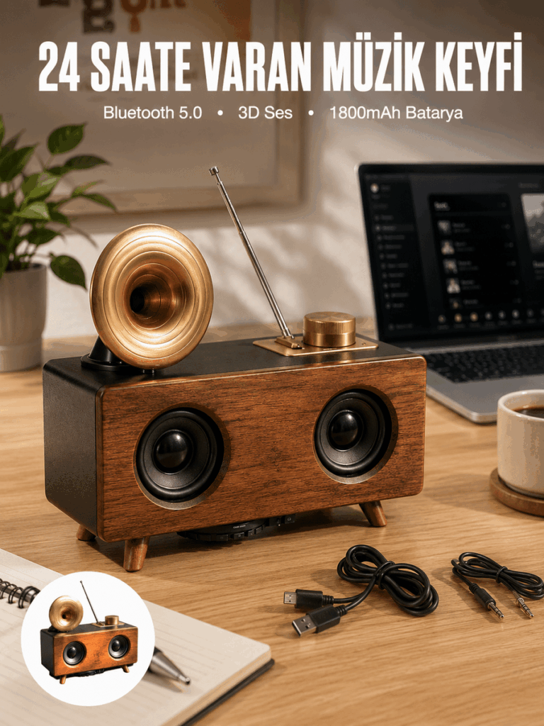 Çalar Radyo Müzik Kutusu Nostaljik Hoparlör Speaker