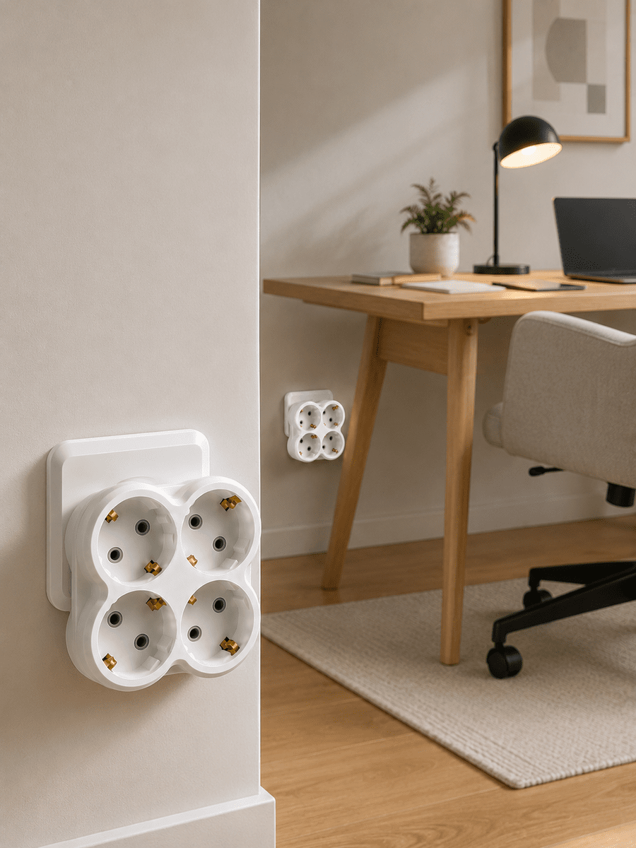 4’lü Priz Çoğaltıcı 2 Adet Set Kablosuz Duvar Tipi Priz Çoklayıcı Adaptör