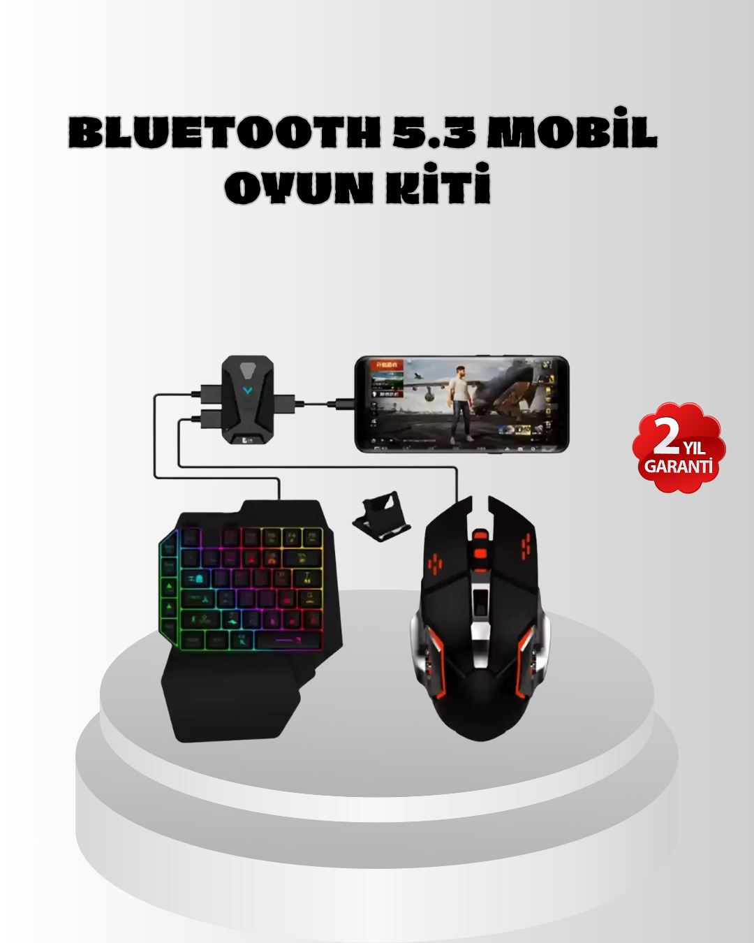 Mobil Gaming Oyun Seti 5in1 X8 Pro Çipset RGB Klavye Mouse Telefon Tutucu