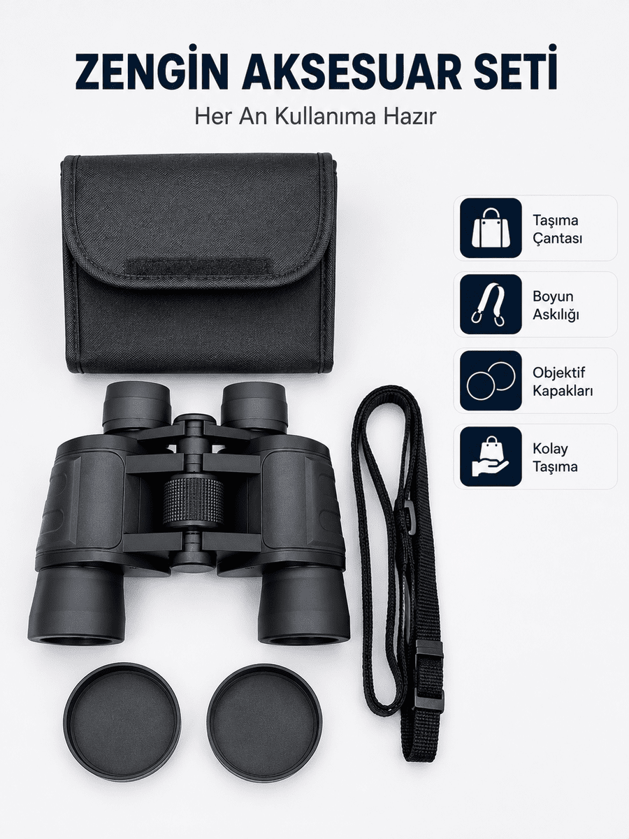 20x Büyütmeli Profesyonel Dürbün | HD Optik Lens Taşıma Çantalı ve Boyun Askılı
