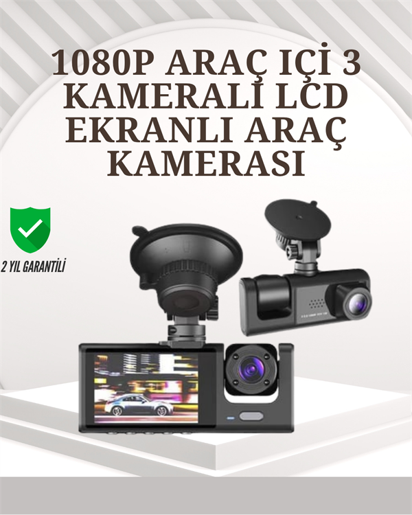TA-01 1080P Ön 720P Arka ve İç Kamera Sistemli DVR