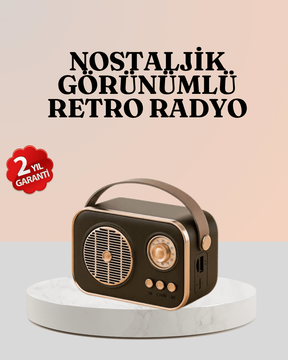 Bluetooth’lu Retro Radyo – FM Destekli Nostaljik Hoparlör