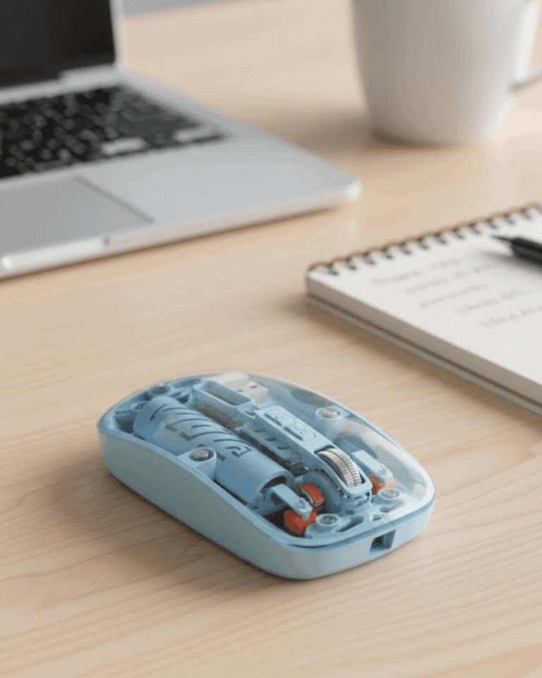 Mavi Kablosuz Mouse Bluetooth ve USB Çift Mod Bağlantılı