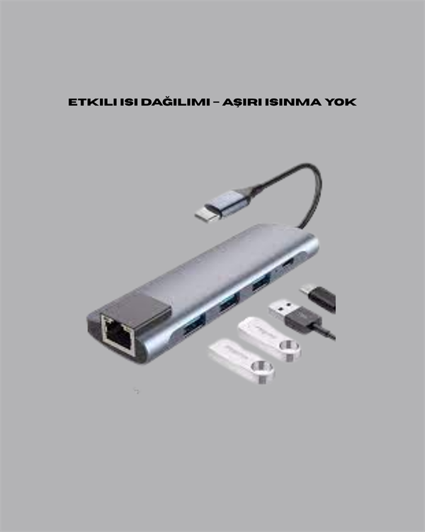 4K HDMI Çıkışlı, Gigabit Ethernet'li USB‑C Çoklu Port Hub