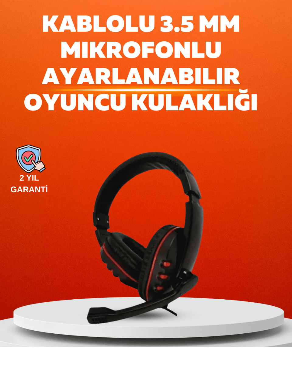 Stereo KırmızıKulaklığı Yumuşak Pedli Mikrofonlu