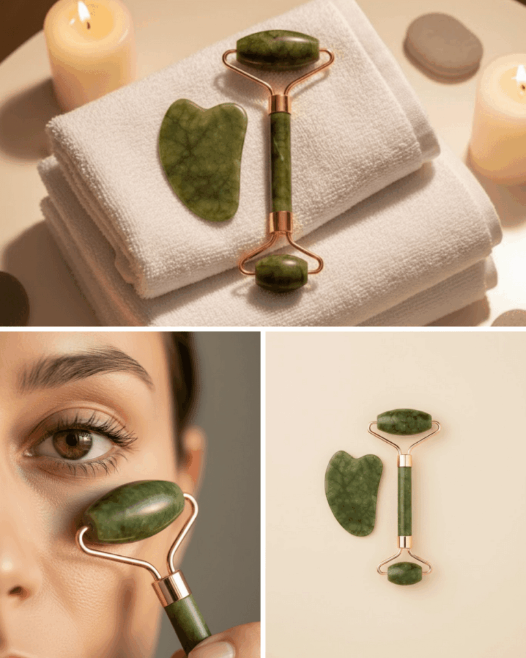 Yeşim Taşı Yüz Bakım Seti Çift Başlıklı Roller ve Gua Sha