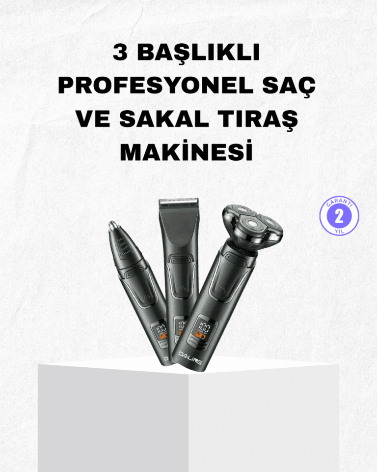 Şarjlı ve Kablosuz 3 Başlıklı Profesyonel Bakım Seti – Saç, Sakal, Burun ve Kulak Düzeltici