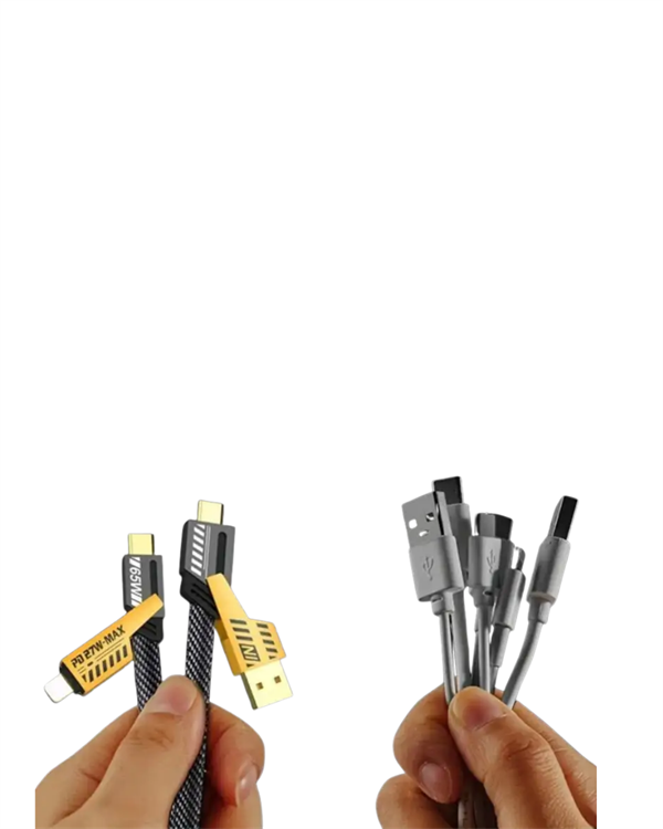 4'ü 1 Arada USB Hızlı Şarj ve Veri Kablosu – 65W Güç, Çoklu Bağlantı, 1.2m
