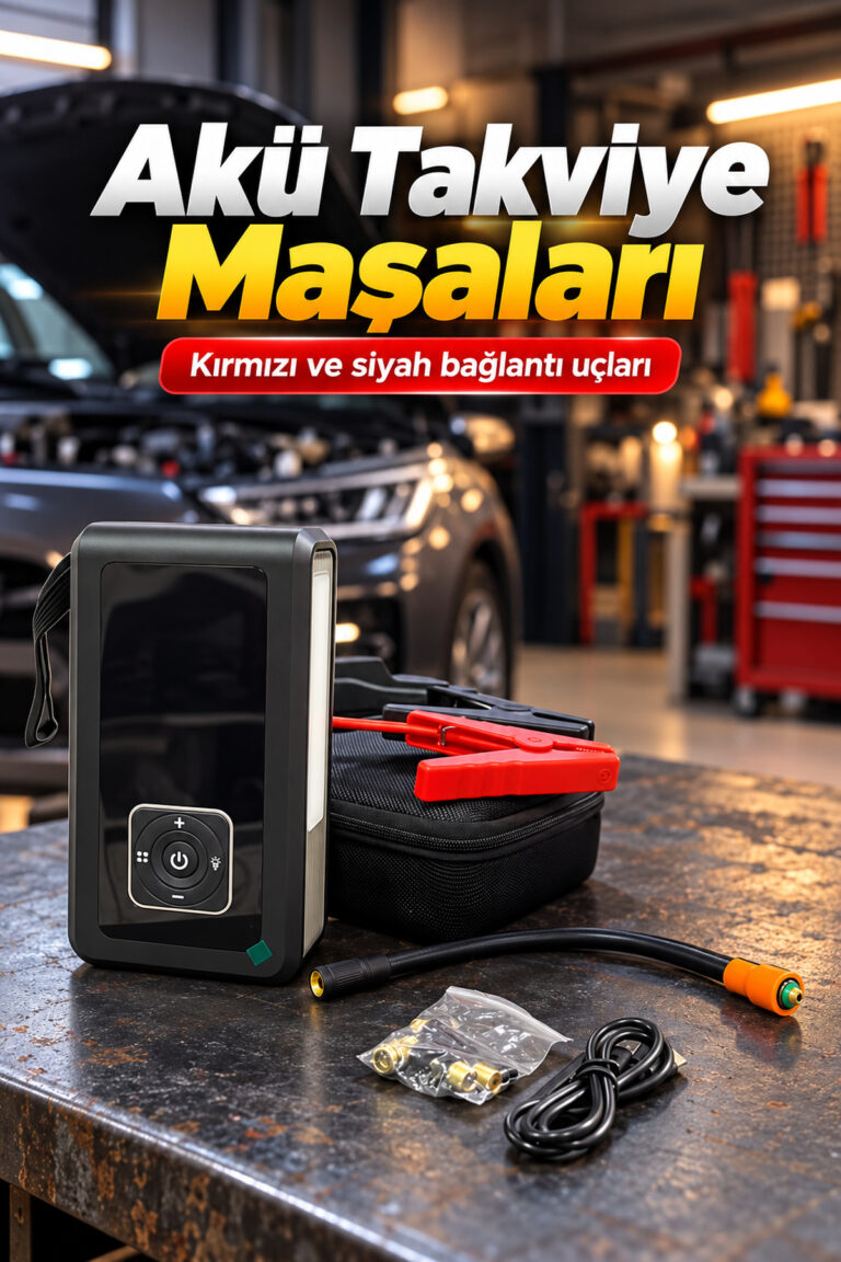 Taşınabilir Akü Takviye Cihazı ve Powerbank Özellikli Lastik Şişirme Pompası