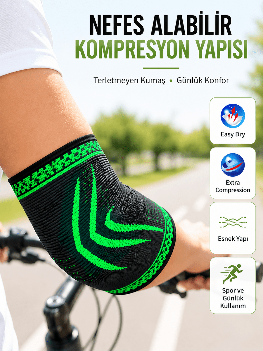 Spor Dirsekliği Dirsek Koruyucu Kompresyonlu Nefes Alabilir Esnek Destek Bandajı
