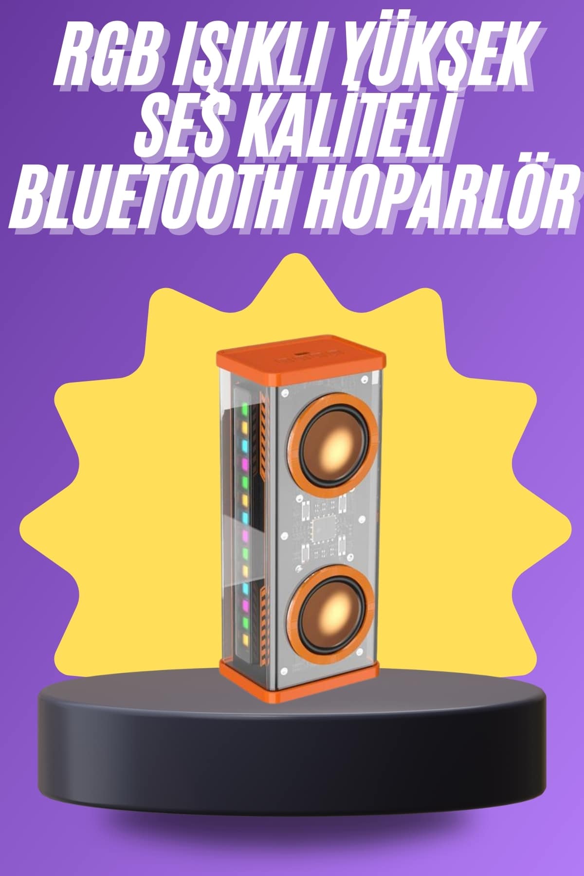 Yüksek Ses Kaliteli Kablosuz 5.0 Bluetooth Hoparlör RGB Işıklı