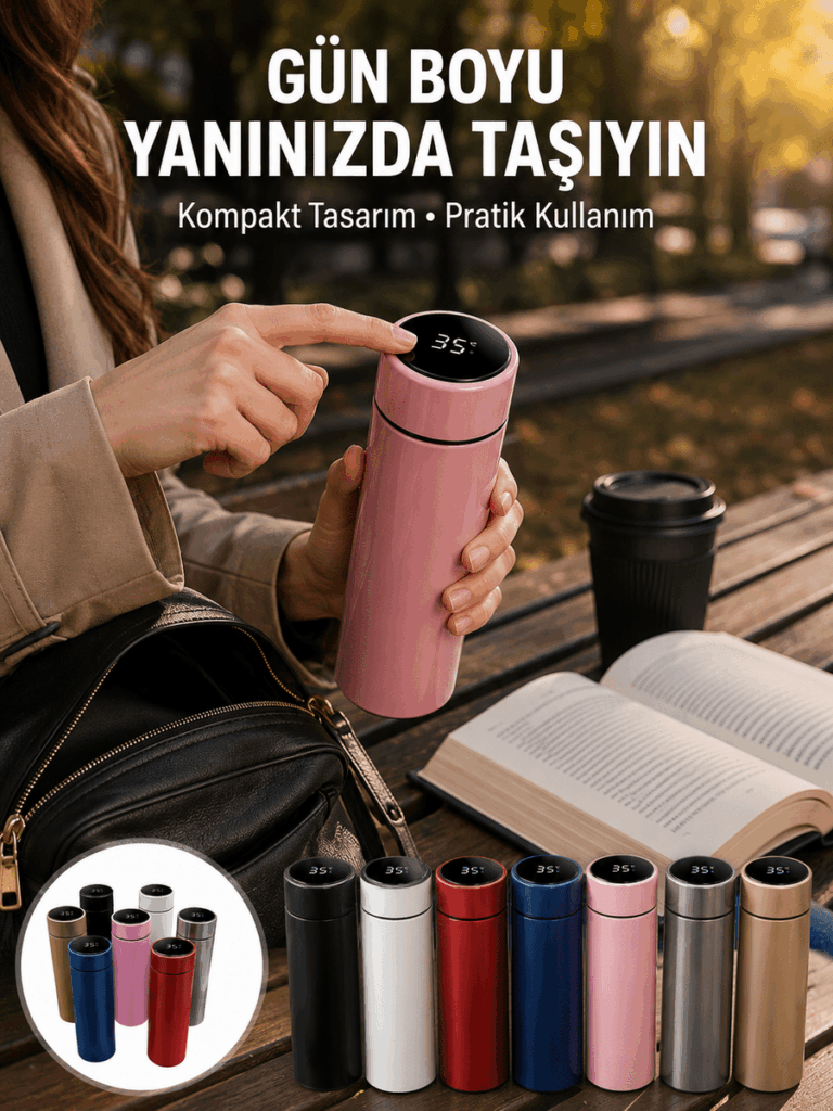 LED Sıcaklık Ölçerli 250 ml Yalıtımlı Termos Şişe Yeni Nesil