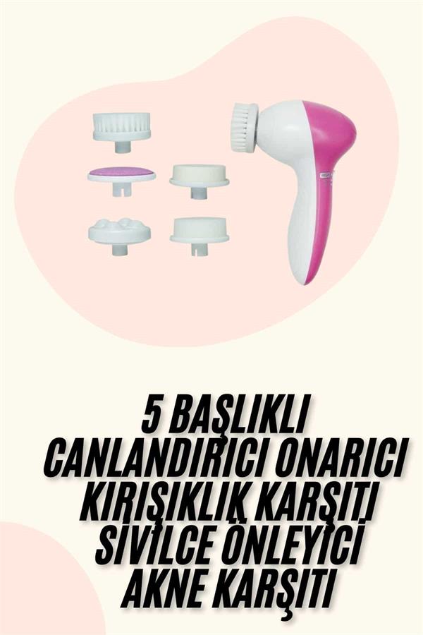 5 Başlıklı Titreşimli Cilt Temizleme Seti Canlandırıcı ve Onarıcı