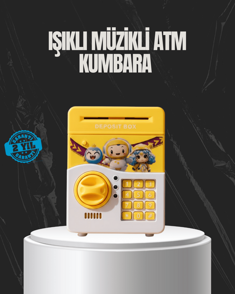 Sarı Renk Otomatik Para Çeken Şifreli Çocuk Kumbarası