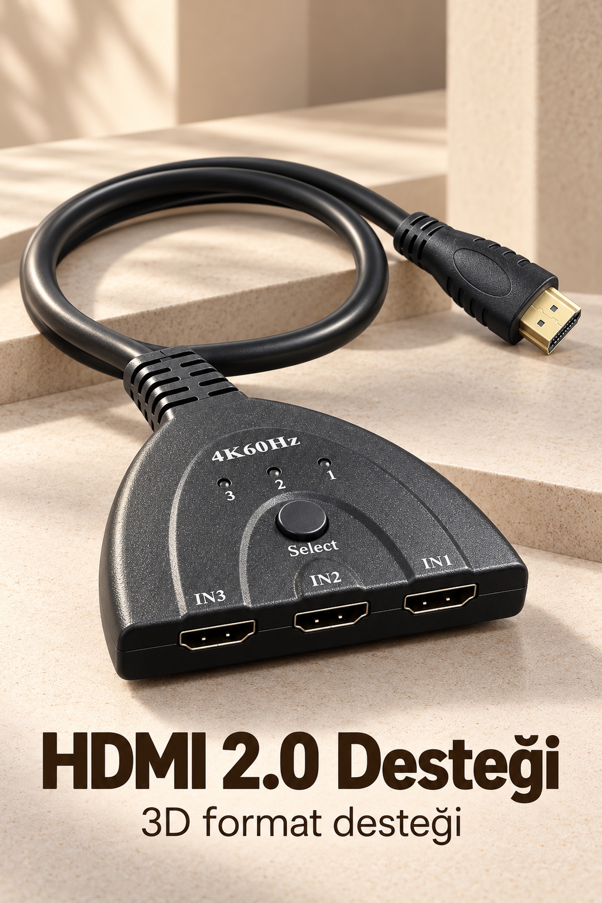 HDMI Switch 3 Giriş 1 Çıkış 4K 60 Hz Seçici