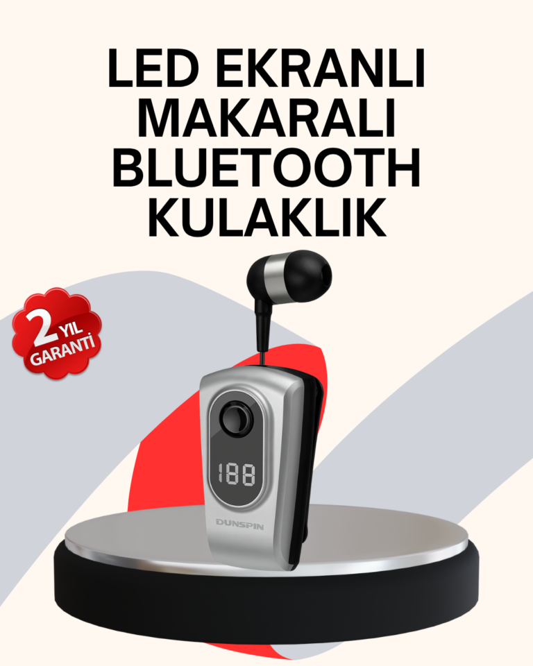 Profesyonel Bluetooth Kulaklık – Klipsli, Titreşimli, Dijital Göstergeli