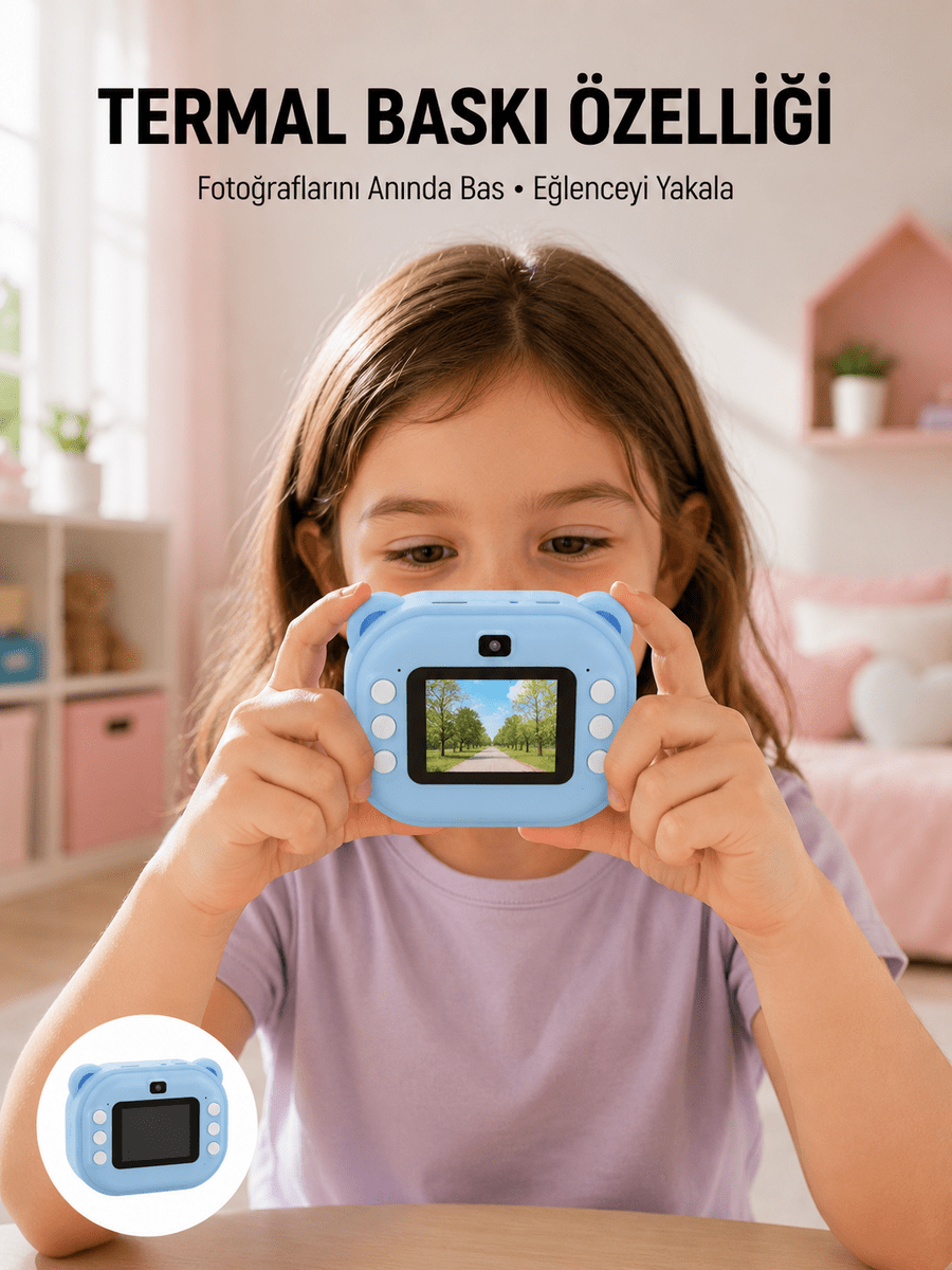 24MP HD Şipşak Kamera – Termal Baskılı, Çift Lensli HD