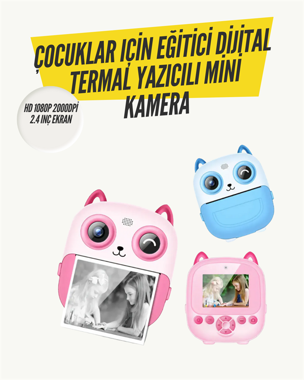 2.4” Ekranlı Mini Kamera – 1080p Kayıt + Mürekkepsiz Yazdırma