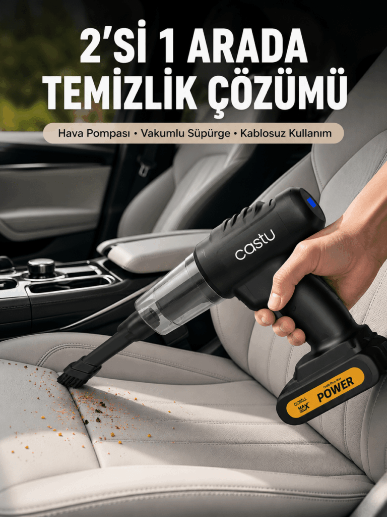 Kablosuz Araç El Süpürgesi Hava Pompası Kombinasyon