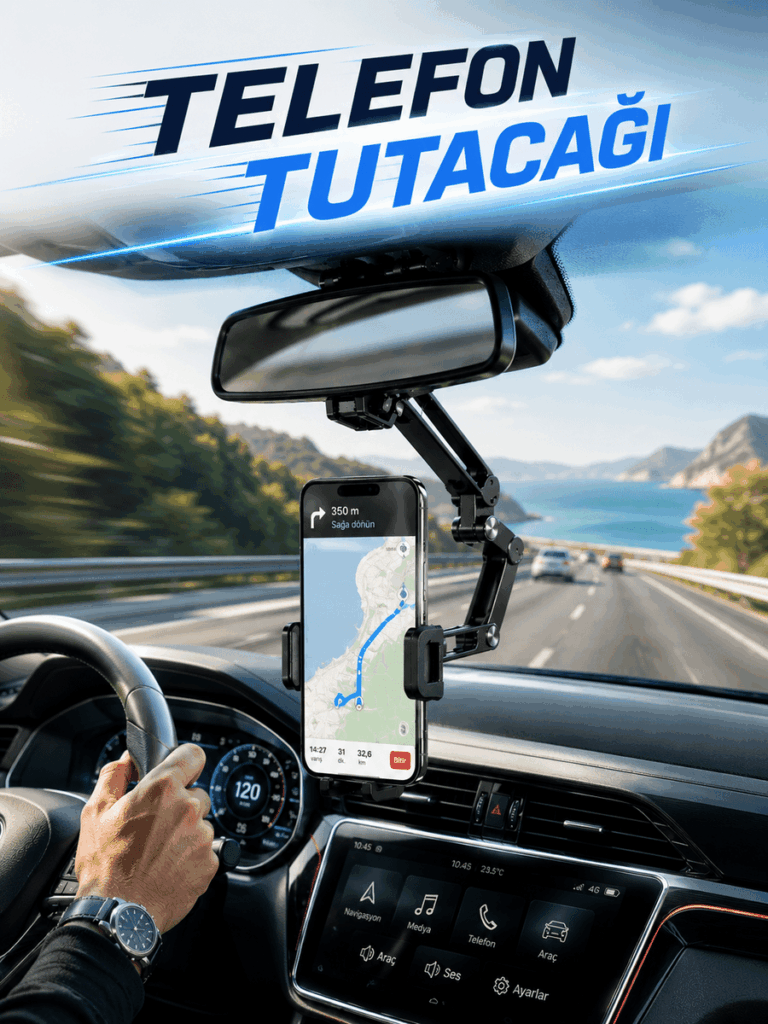 Dikiz Aynasına Monte Telefon Tutucu Katlanabilir Ayarlanabilir Araç İçi Telefon Standı