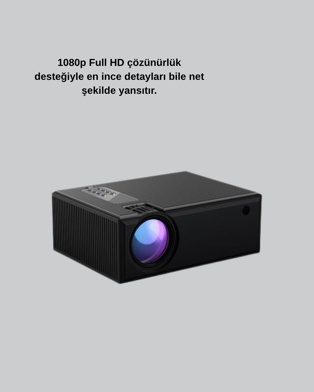 Taşınabilir Full HD Projeksiyon Cihazı Yüksek Parlaklık ve Geniş Bağlantı Seçenekli
