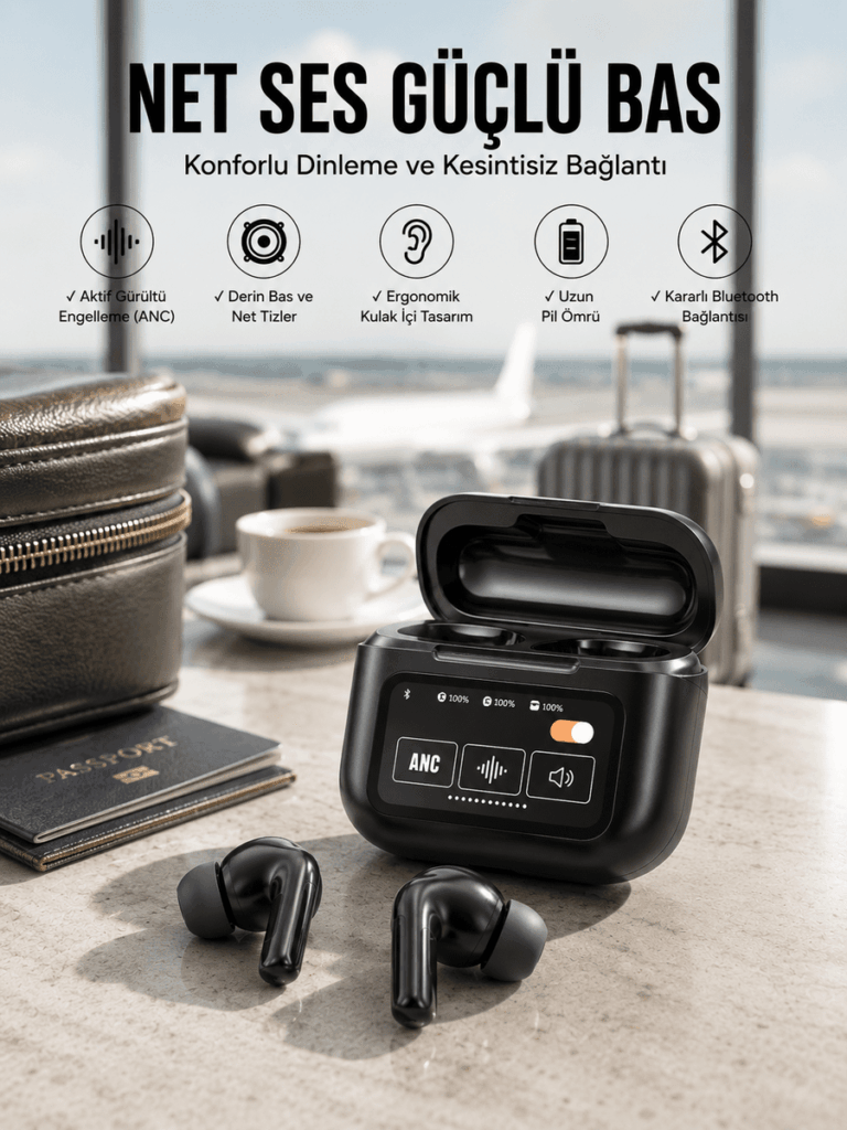 Kablosuz Kulaklık Yeni Nesil Bluetooth Kulaklık ANC Özelliği