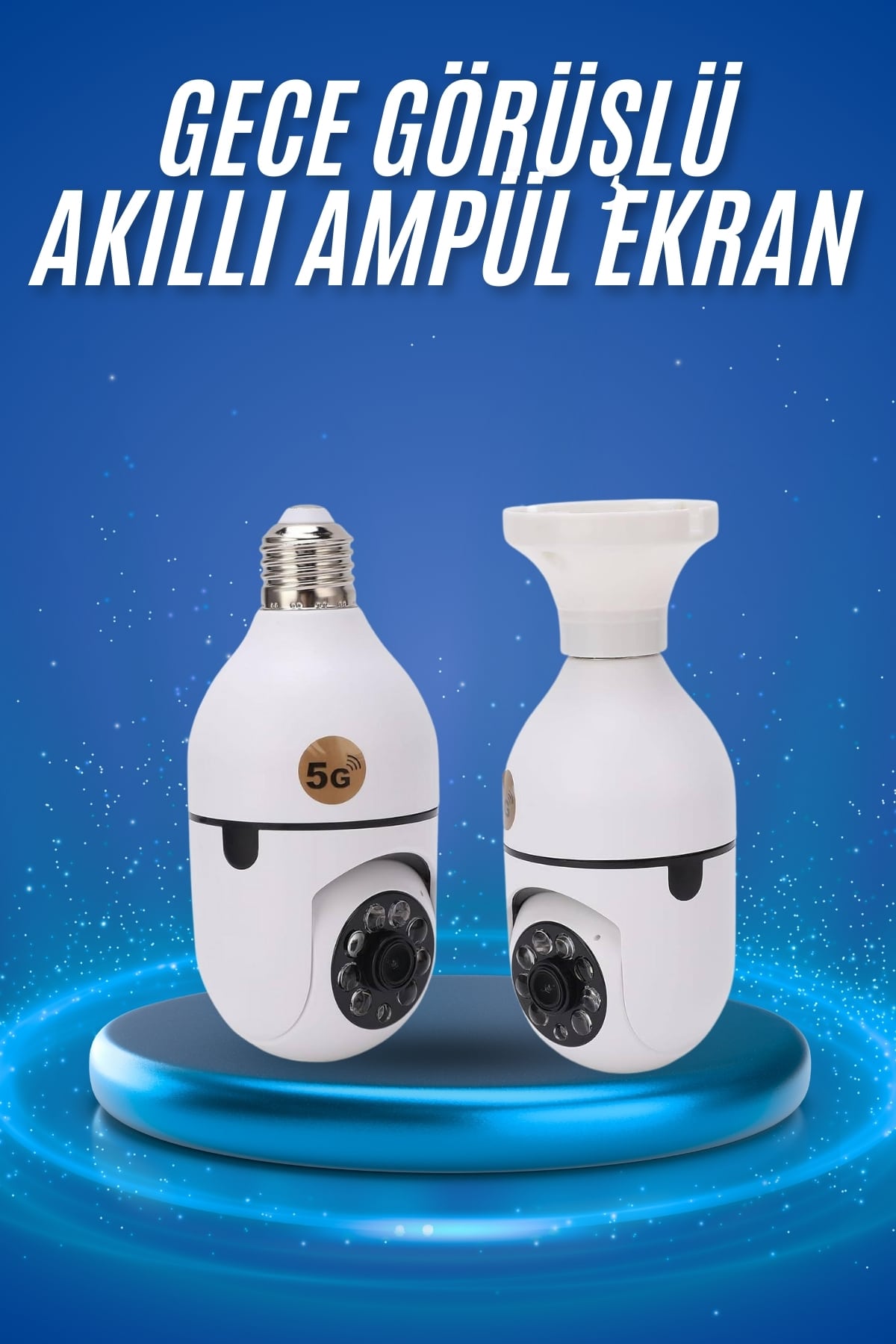 Gece Görüşlü Akıllı Dönebilen Ev Kamerası Ampül Kamera