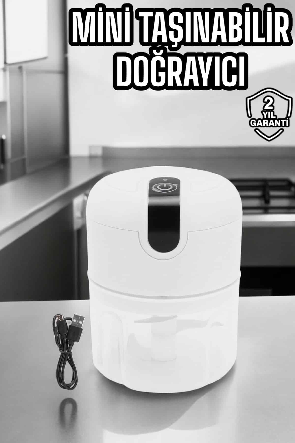 Şarjlı Mini El Rondosu Doğrayıcı Taşınabilir 250 ml Çelik Bıçaklı