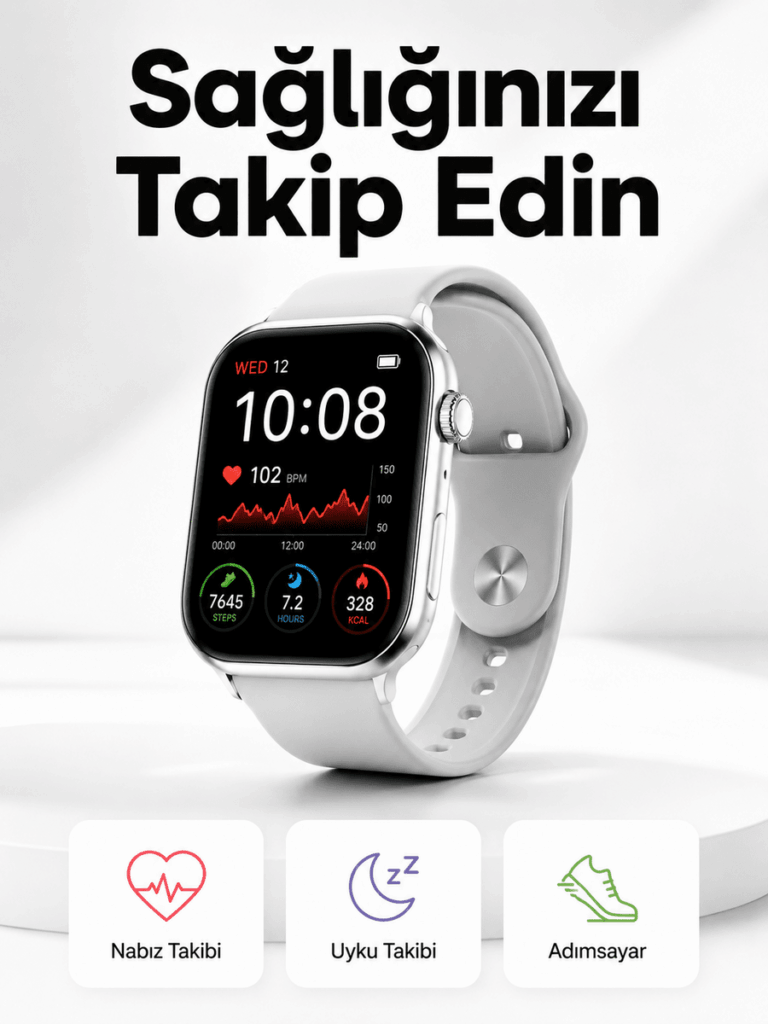 Yeni Nesil Akıllı Saat Adımsayar, GPS, Nabız Ölçer, Uyku ve Sağlık Takibi (Kopya)