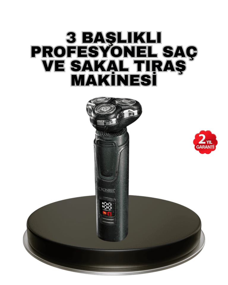 Kablosuz Profesyonel Erkek Bakım Seti – 3 Başlıklı, 3D Akıllı Kesim, Taşınabilir