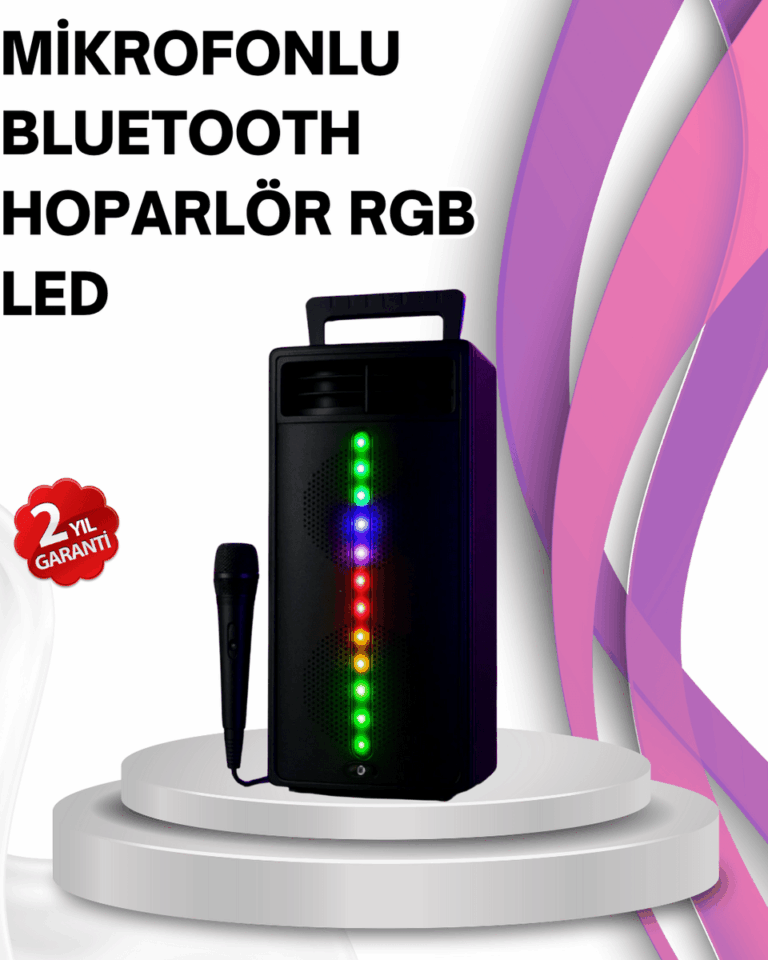 Renkli Işıklı Bluetooth Hoparlör – Taşınabilir, Güçlü Ses Performansı