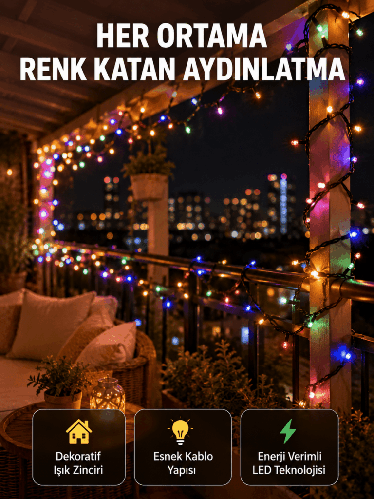 5 Metre Şeffaf Kablo LED Peri Işığı 50 Ampullü Dekoratif Led Yeni Nesil