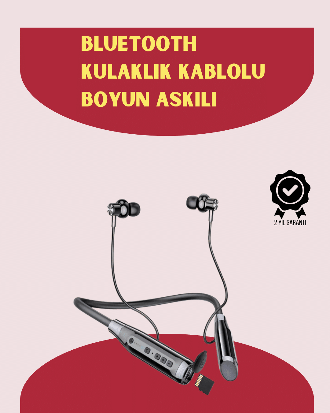 120 Saat Pil Ömrüyle Boyun Askılı Bluetooth Kulaklık – Spor ve Günlük Kullanım İçin