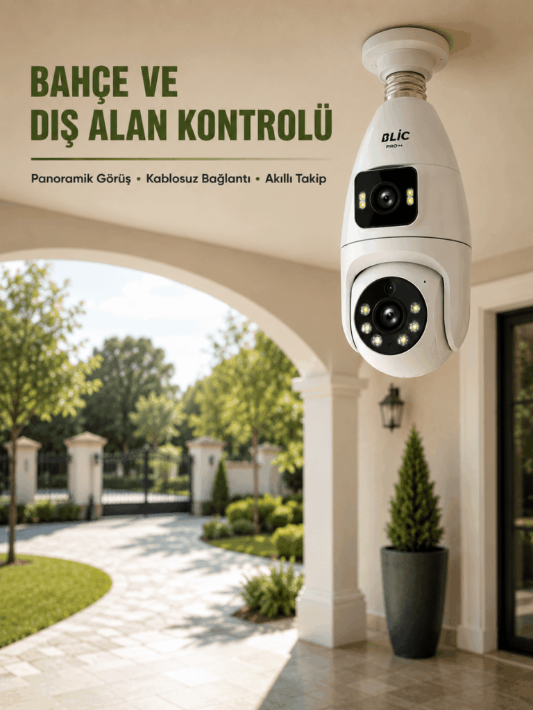 Çift Lens Wi-Fi Ampul Kamera ve Mobil Kontrol Yüksek Çözünürlüklü