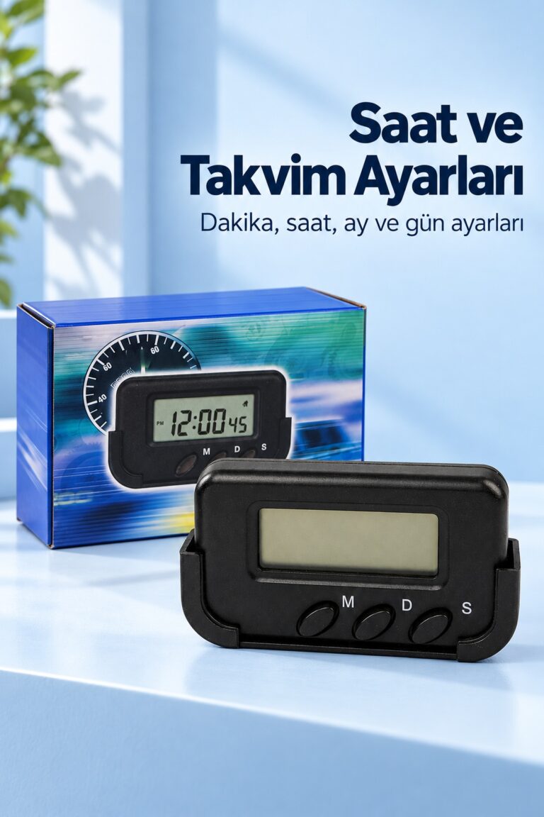 Alarmlı Dijital Araba Saati Takvim ve Kronometre Özellikli