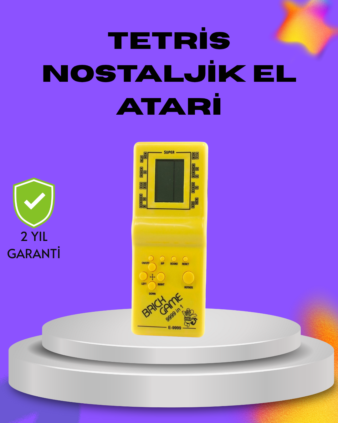 Klasik Tetris Oyunu El Konsolu – Taşınabilir Pil ile Çalışan Retro El Aterisi