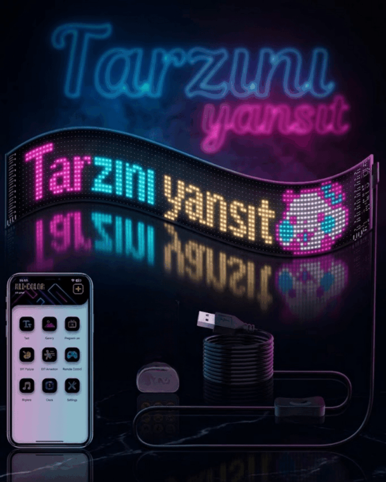 RGB LED Matrix Panel Esnek Yapı Uygulama Kontrollü Kayan Yazı Ekranı