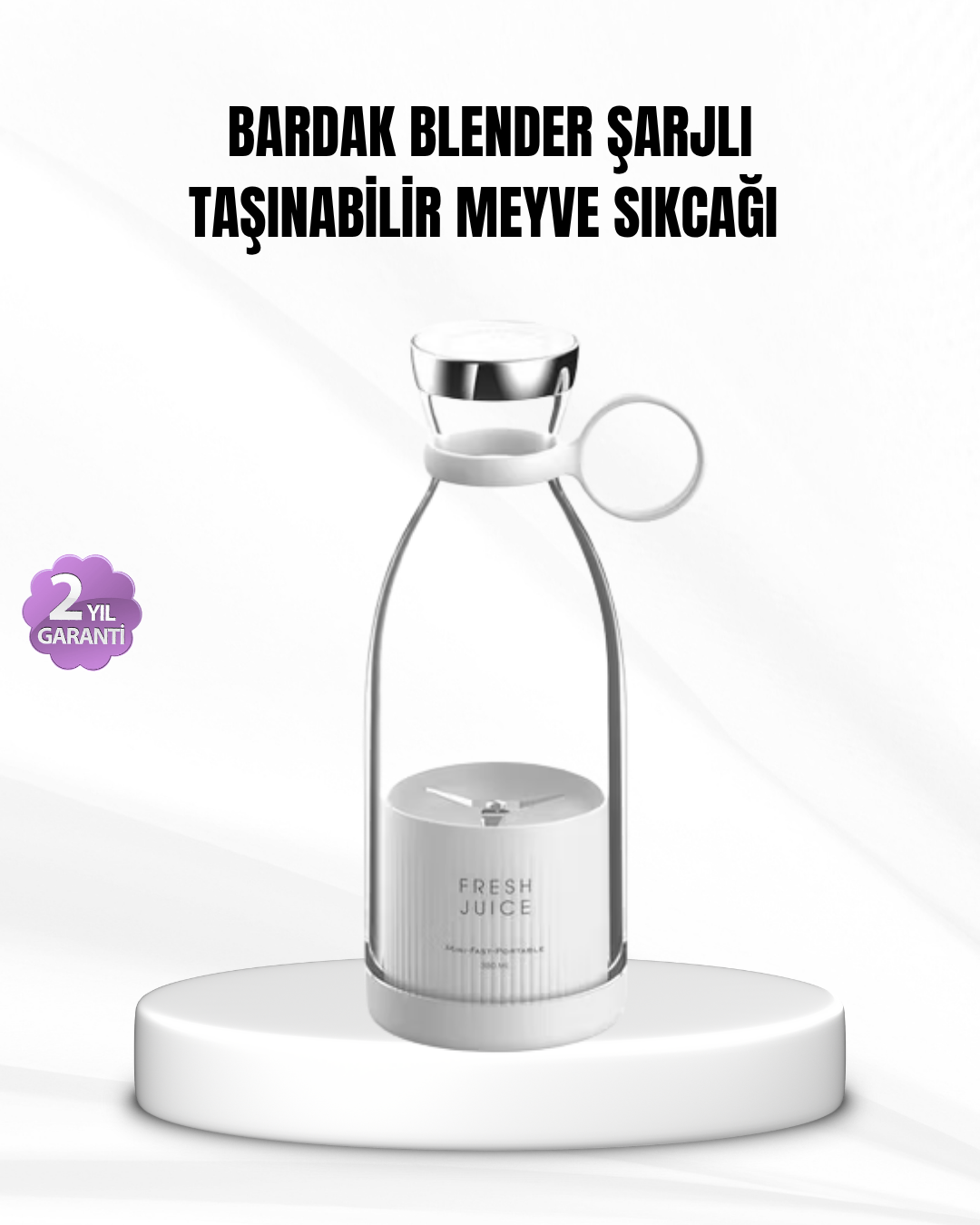 Şarjlı Portatif Blender – Gıda Sınıfı Malzeme, 10 Kullanımlık Pil, Mini Boy ve Hafif Tasarım