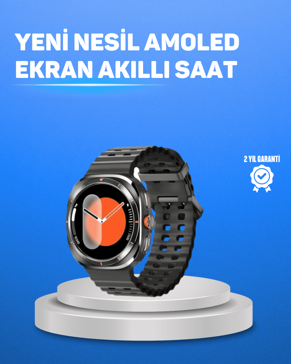 Değiştirilebilir Kordonlu Akıllı Saat IPS Ekran ve Bildirim Desteği