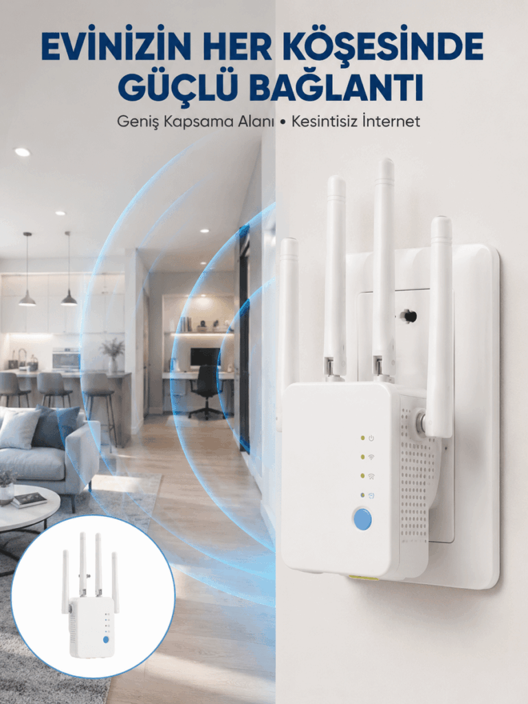 Kablosuz WiFi Tekrarlayıcı 300Mbps