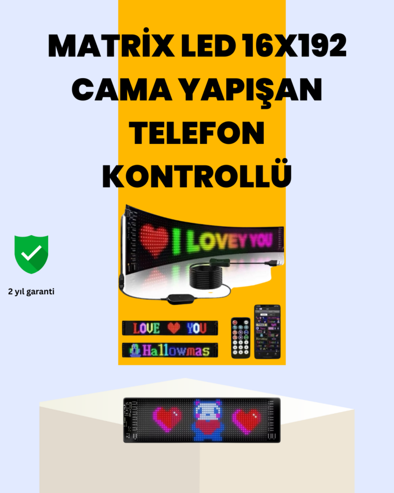 USB Bağlantılı Esnek Programlanabilir LED Tabela – RGB Renkli