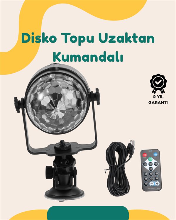 Müzik Ritmine Uyumlu 7 Modlu Renkli Disko Topu Işığı