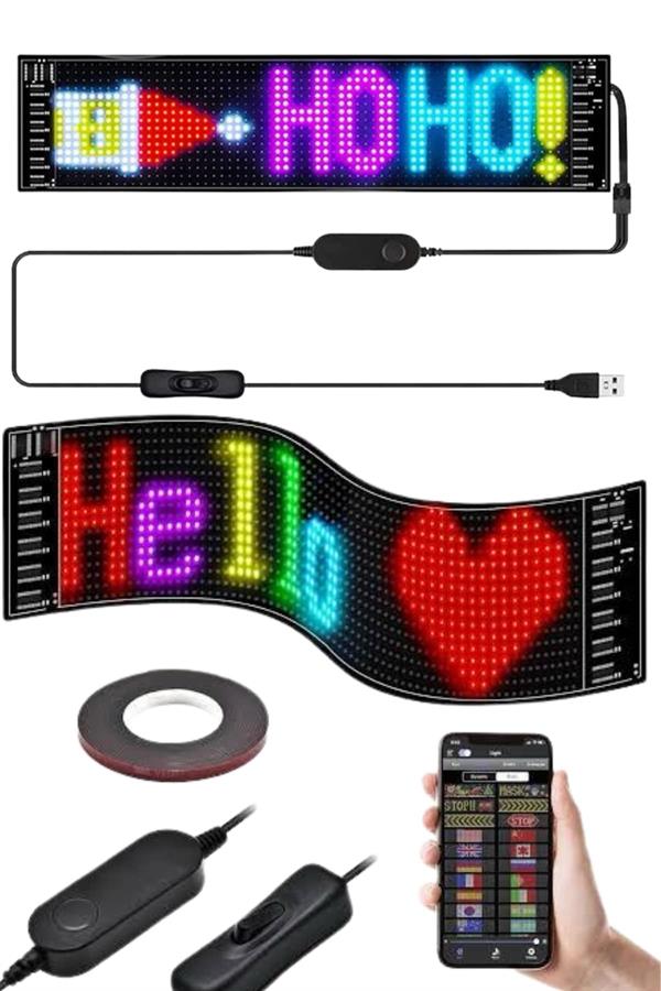 Matrix Led Cama Yapışan Telefon Kontrollü Panel Dijital Ekran Kumandalı